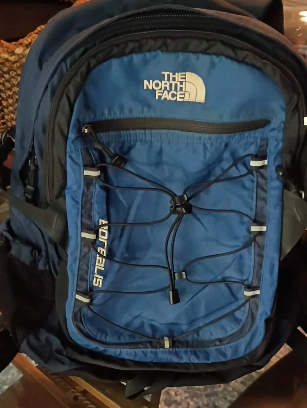 The North Face Unisex Blue Daypack with Bungee Front